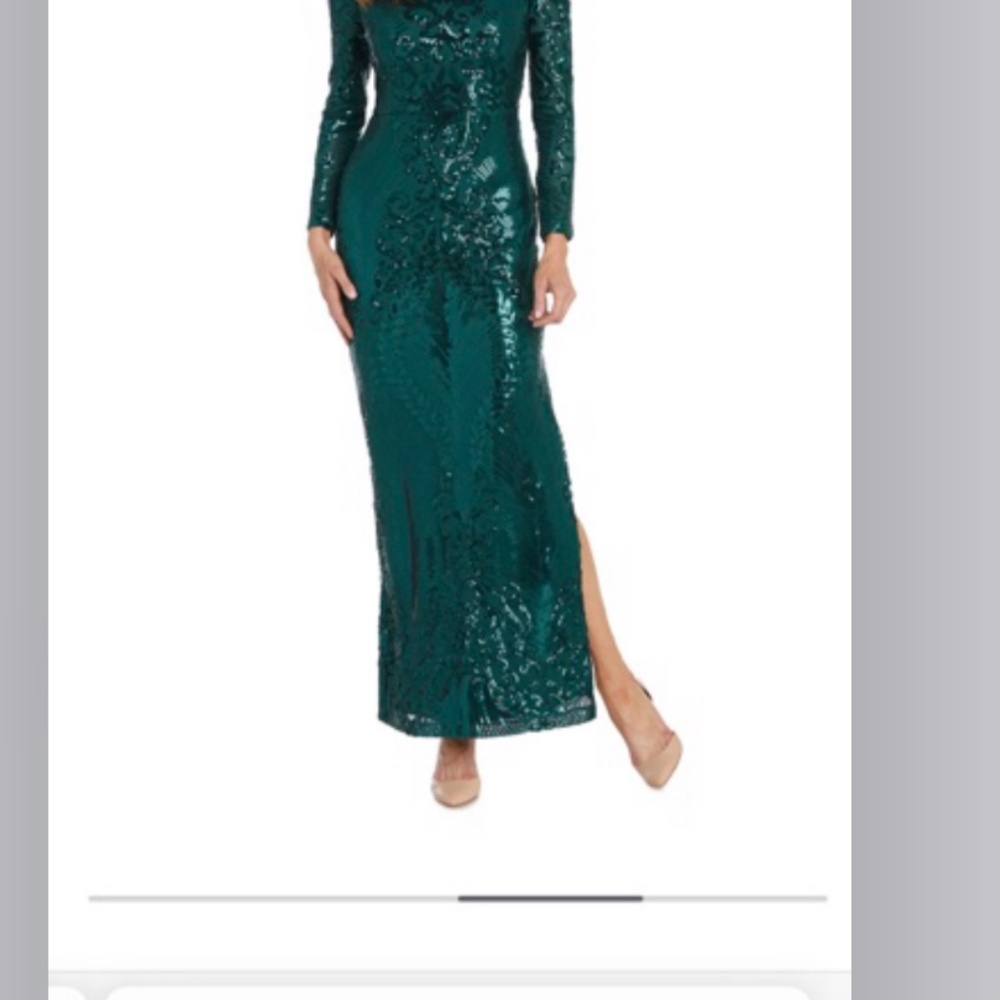 Macy’s Night Way Long Sleeve Dress Size 4 - Picture 3 of 6